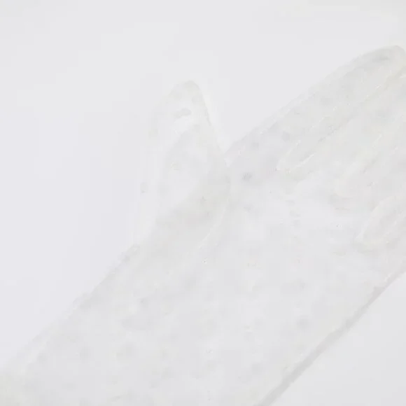 Women's Lvory 07 Floral Short Length Lace Tulle Mesh Wrist Wedding Party Gloves - Picture 7 of 7